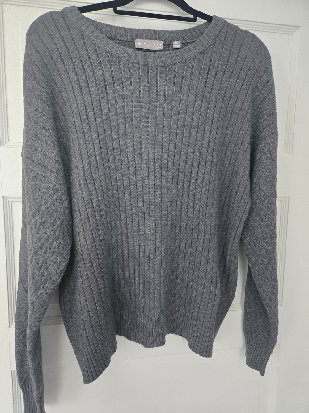 Revolution Women’s Gray Ribbed Crewneck Sweater